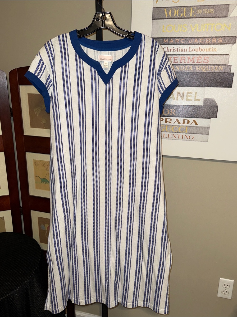 Striped Blue & White Women's Nightshirt by Stan Herman